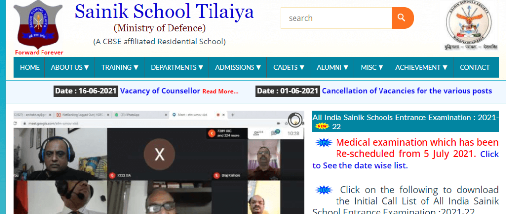 Sainik School Tilaiya Recruitment 2021 