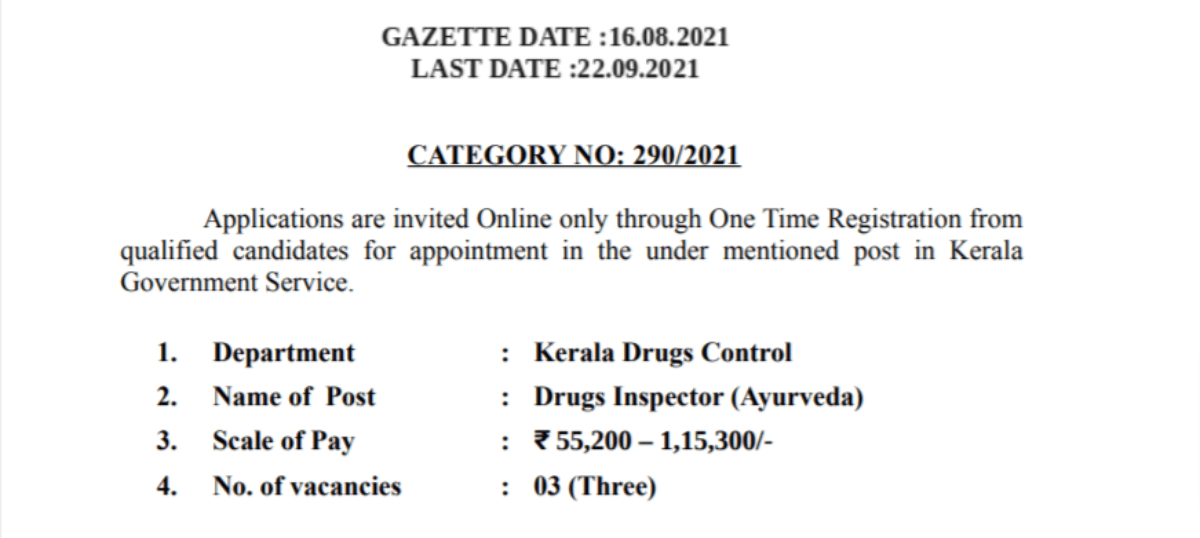 Kerala Drugs Control Recruitment 2021 – Apply Online For Latest 3 Drugs ...