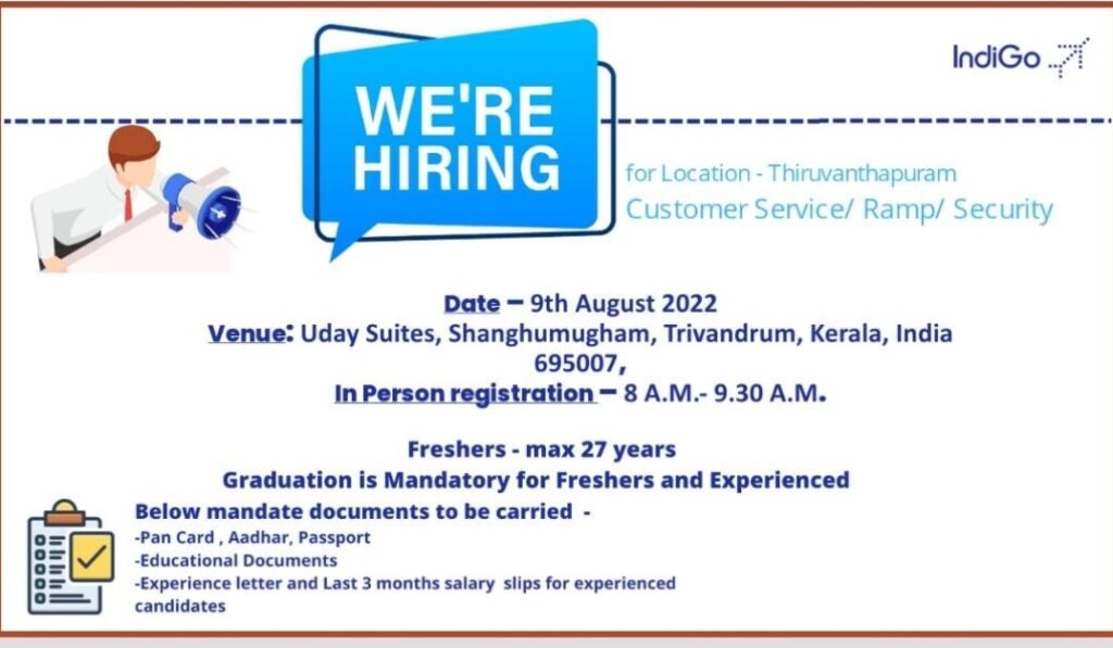 Indigo Kerala Airport Recruitment 